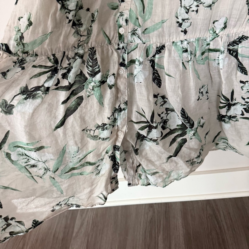 Banana Republic Ramie Button Front Maxi Dress in Khaki Floral - Picture 7 of 16